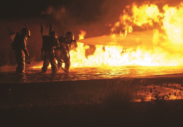 sprzęt pożarniczy w użyciu